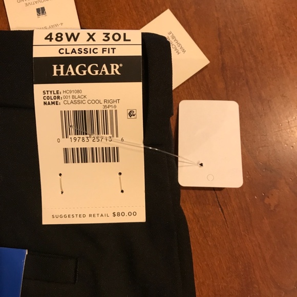 HAGGAR MENS COOL RIGHT PERFORMANCE FLEX CLASSIC FIT 48W X 30L DRESS PANTS - Picture 4 of 8
